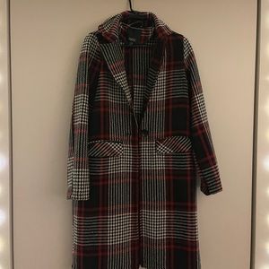 Plaid coat black white red